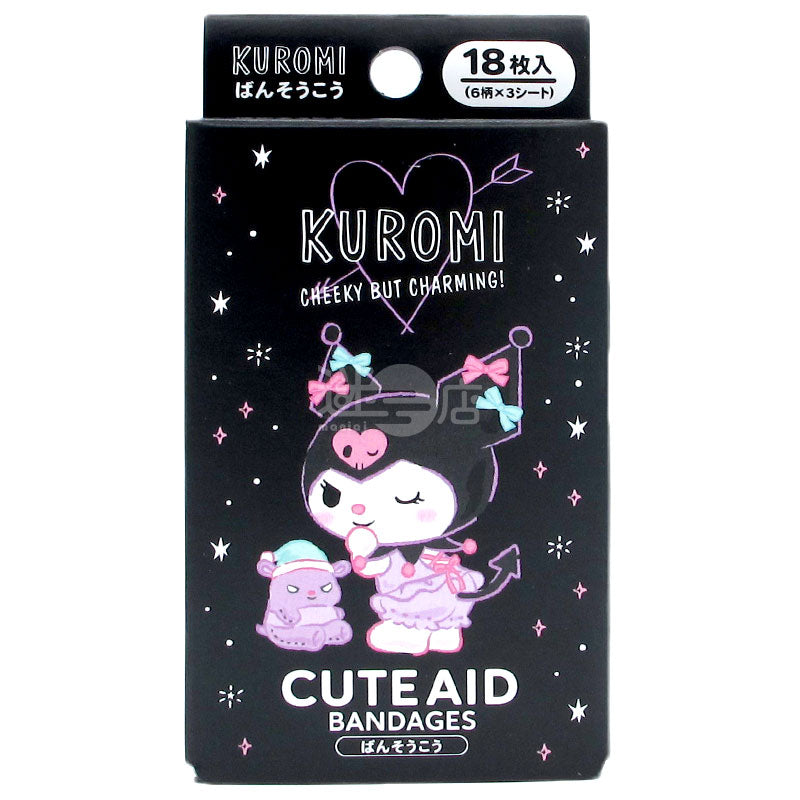 CUTE AID Kuromi Japan-made first aid tape, 6 styles, 18 pieces