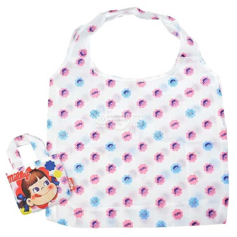 不二家Milky牛奶糖包裝花花圖案環保袋 連收納袋