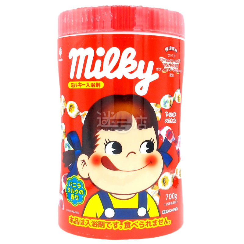 不二家Milkyペコちゃん 日本製缶入り保湿入浴剤 バニラミルクの香り