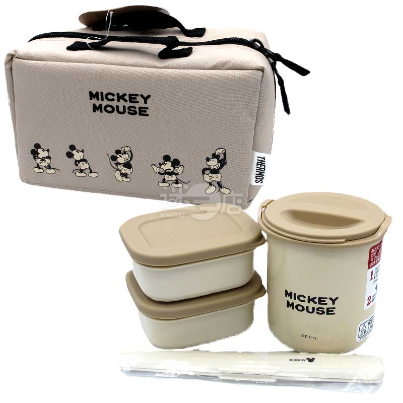 THERMOS膳魔師 保溫飯盒便當盒套裝 淺杏色Mickey