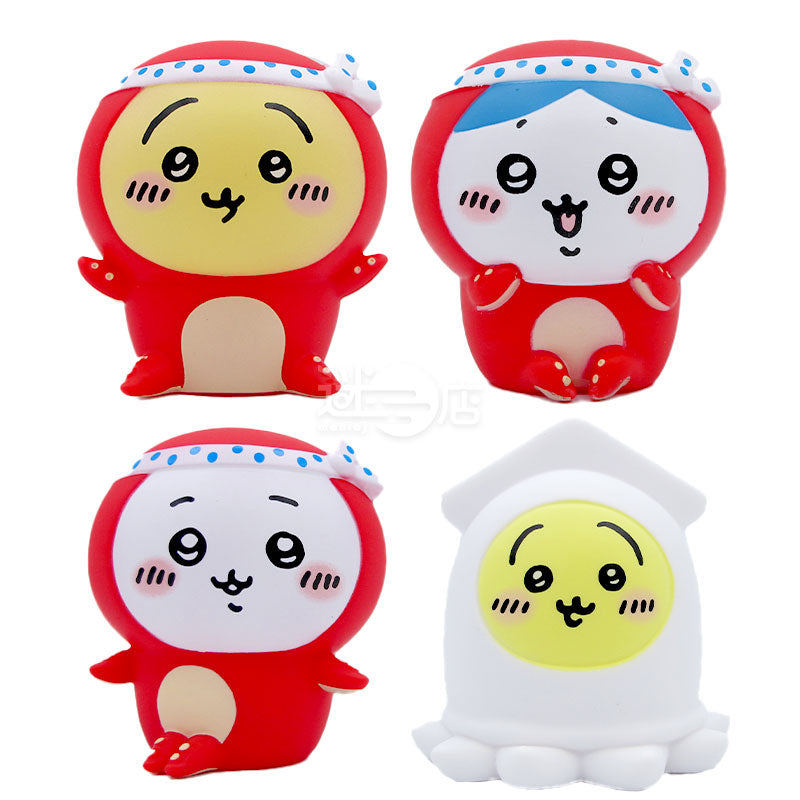 Chiikawa吉伊卡哇 可愛八爪魚&魷魚造型SOFVI軟膠公仔 一套4個