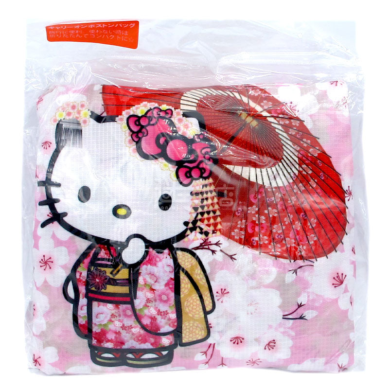 Sanrio角色 可摺疊便携手提袋/旅行袋/手提行李袋 Hello Kitty 和風櫻花(粉紅)