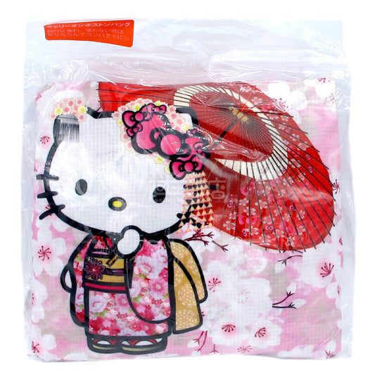 Sanrio角色 可摺疊便携手提袋/旅行袋/手提行李袋 Hello Kitty 和風櫻花(粉紅)