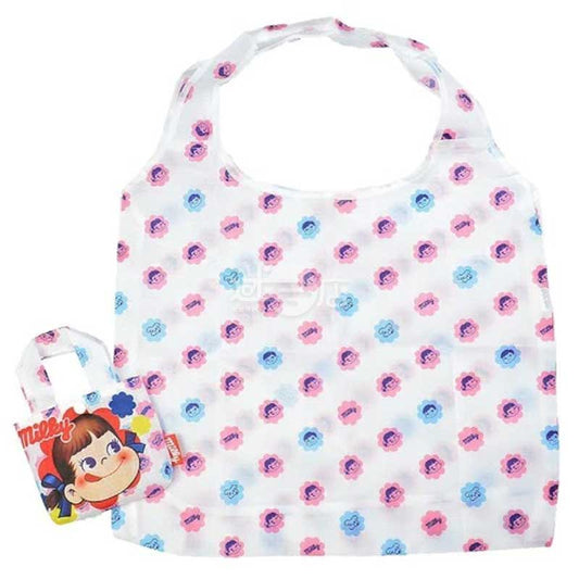 不二家Milky牛奶糖包裝花花圖案環保袋 連收納袋