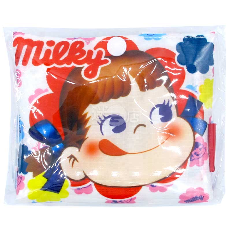 不二家Milky牛奶糖包裝花花圖案環保袋 連收納袋