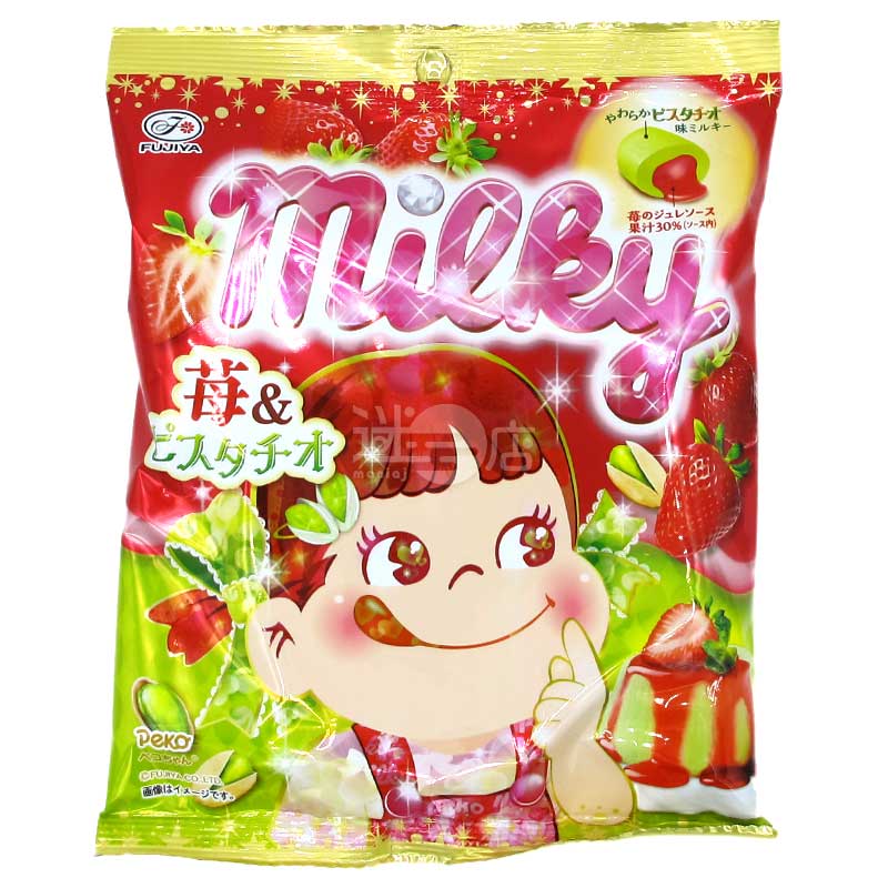 不二家 Milky 草莓啫喱醬開心果味牛奶糖