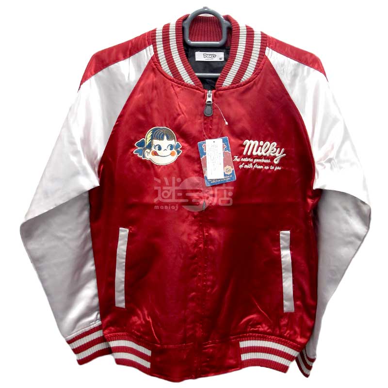 不二家Peko牛奶妹 刺繡長袖外套 紅&銀色 男裝M碼