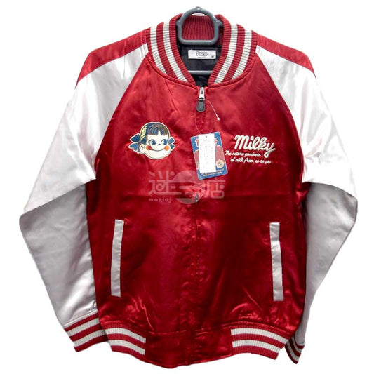 不二家Peko牛奶妹 刺繡長袖外套 紅&銀色 男裝M碼