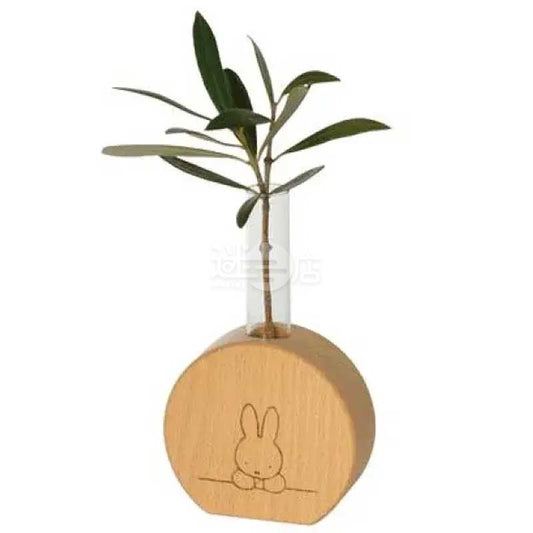 miffy 圓形木製植物插座連玻璃容器