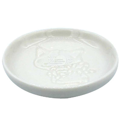可愛歌舞伎喵太郎醬油碟 白色 回眸的貓貓