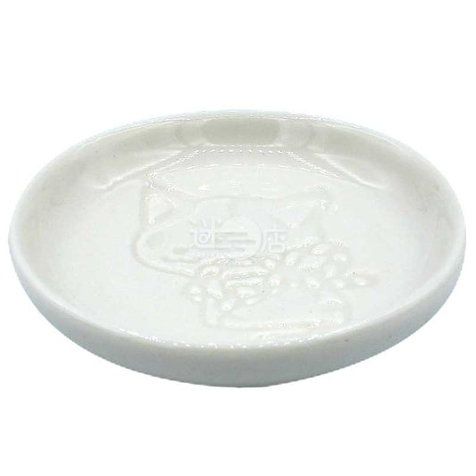 可愛歌舞伎喵太郎醬油碟 白色 回眸的貓貓