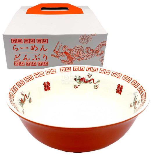 Omachido 中華風吉祥圖案陶瓷拉麵碗丼飯碗 紅色