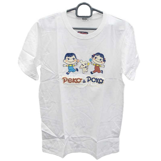 不二家Peko牛奶妹&Poko牛奶仔 短袖T裇 白色 女裝LL碼