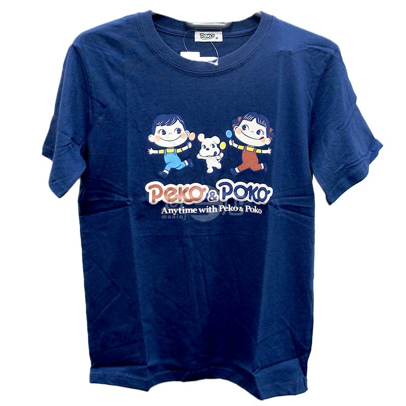 不二家Peko牛奶妹&Poko牛奶仔 短袖T裇 海軍藍色 女裝M碼