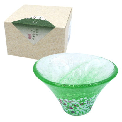 Sakura Fuji Japanese handmade glass lucky wine cup (Yamazakura)