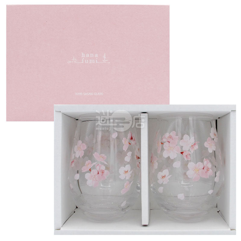 花文 hanafumi 櫻花圖案 日本製對裝玻璃杯